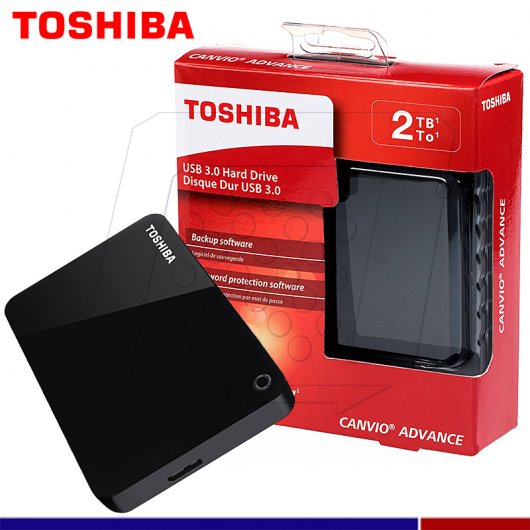 Disco duro externo Toshiba Canvio Advance, 2TB, USB 3.0, 2.5", Negro.